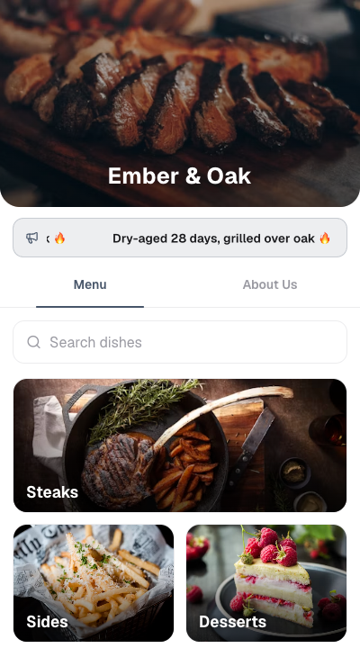 Steakhouse menüsü
